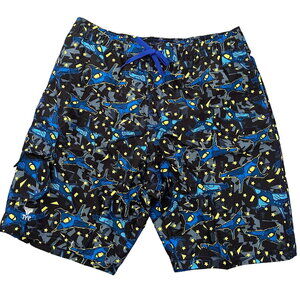 TYR Boys NightFight Plane Challenger Swim Trunks - Black Blue - Size XL 16-18